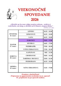 VEĽKONOČNÉ SPOVEDANIE 2026